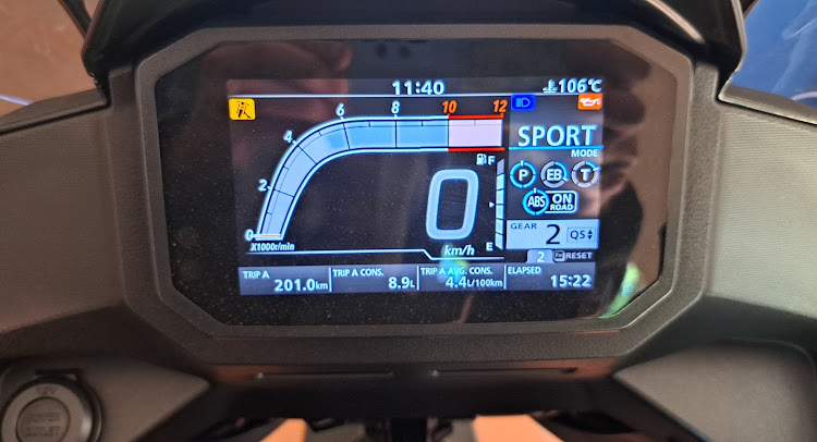 The bike’s riding modes can be set on the digital display. Picture: DENIS DROPPA