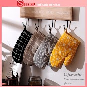 Găng Tay Nhà Bếp Vải Thô Trần Bông 2 Lớp Chống Nhiệt Nhấc Nồi , Găng Tay Làm Bánh 88283 Thế Giới Tiện Ích