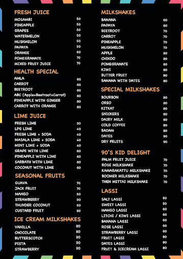 90's Kid Juice & Cafe Bar menu 