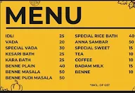 Bangalore Thindies menu 1