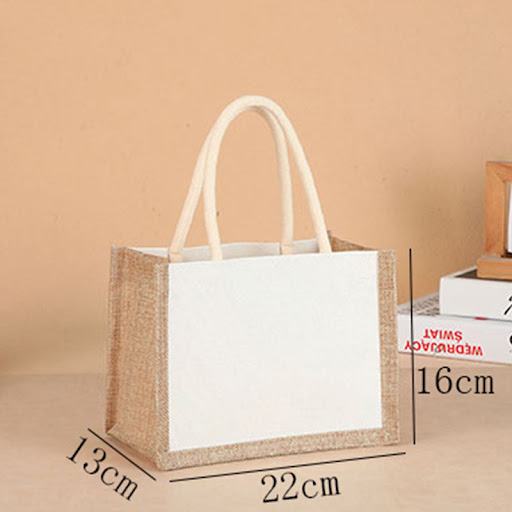 Title 6, Burlap Hand Painted Canvas Linen Tote Bag