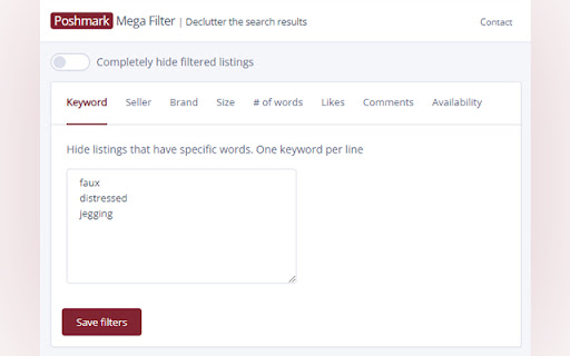 Poshmark Mega Filter - Declutter the search