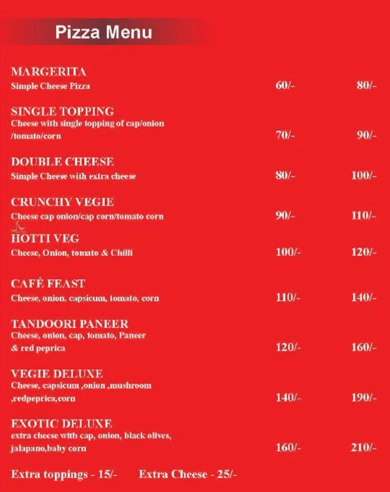 New Cafe menu 