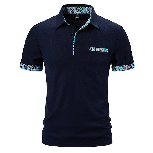 Title 6, Herren Paisley farbenes Revers Kurzarm T-Shirt ...