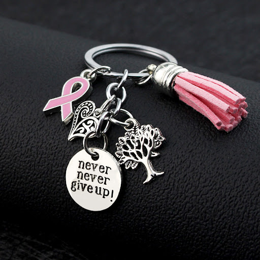 Title 3, Ribbon Tassel Never Give Up Love Tree Keychain ...