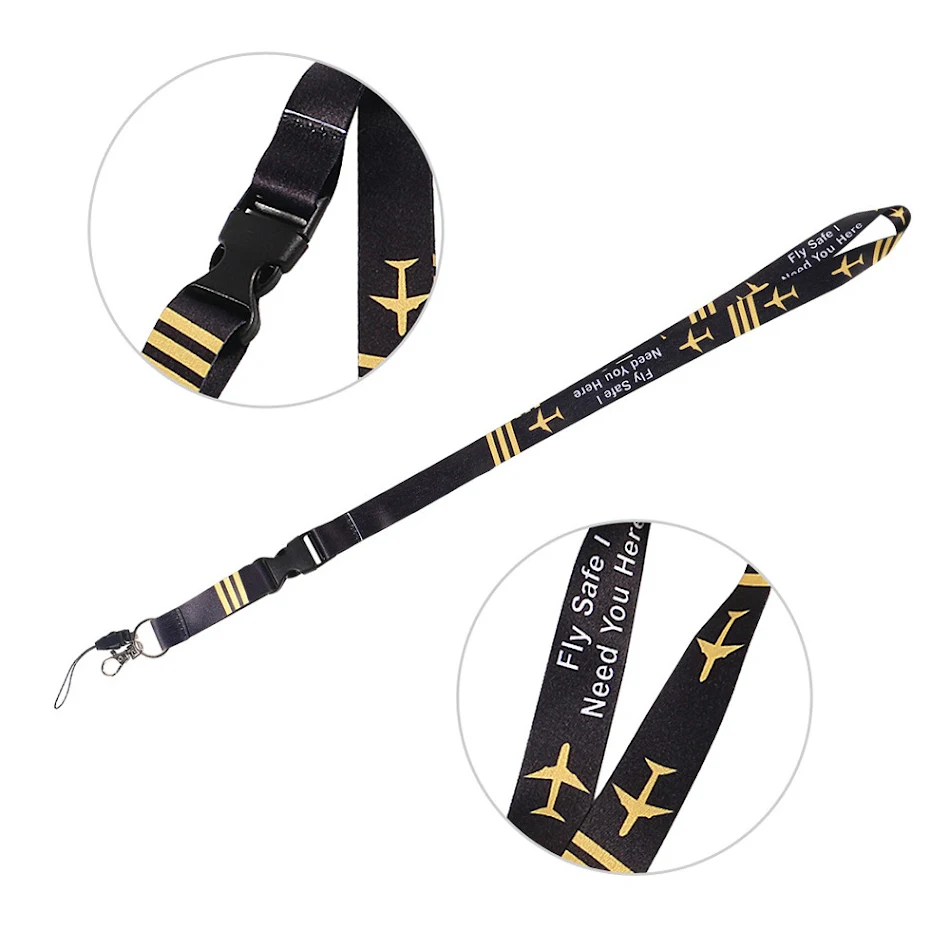Lanière de téléphone portable pilote noir, jaune et blanc. Sangle pour carte d'identité. Gardez votre téléphone à portée de main, pratique et élégant.