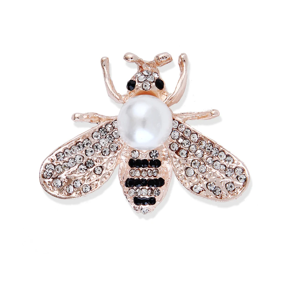 Three-dimensional Alloy Pearl Full Diamond Bee Brooch, an exquisite accessory to elevate your style and add a touch of g