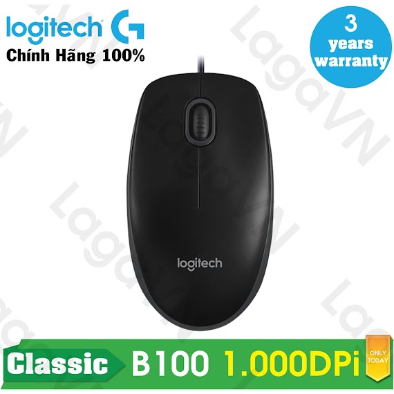 [Freeship Toàn Quốc Từ 50K] Chuột Quang Có Dây Logitech B100 (Đen)