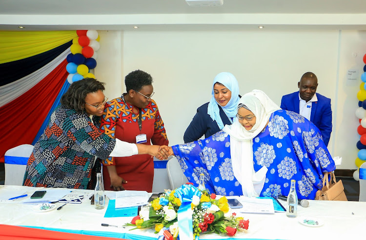 Brenda Kibiku, Gloria Wawuda, Kibibi Abdalla, Zamzam Mohamed and James Wekesa at City Blue hotel in Mombasa on Friday, August 4, 2023.