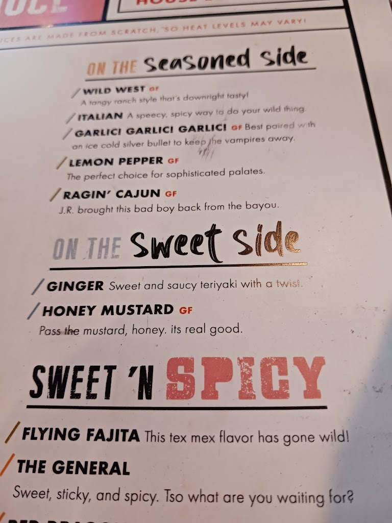 Wild Wing Cafe gluten-free menu