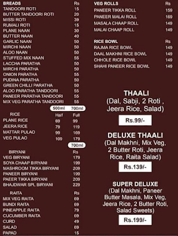 Delhi Belly Family Restaurant menu 