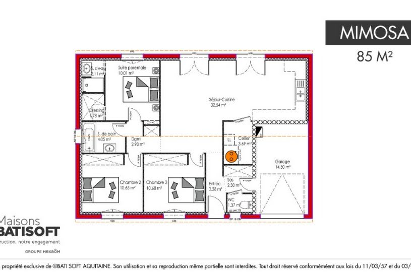  Vente Terrain + Maison - Terrain : 384m² - Maison : 85m² à Belin-Béliet (33830) 