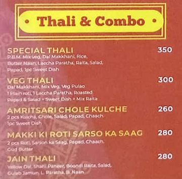 Basant Dhaba menu 