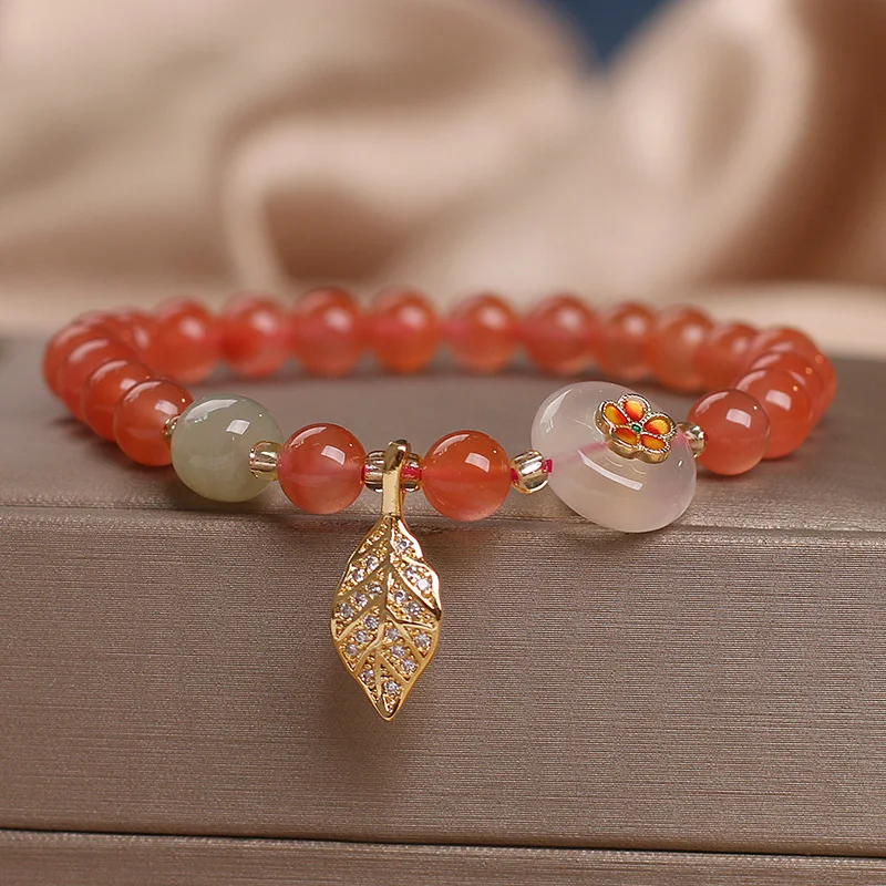 Bracelet en agate Yanyuan de conception originale pour femmes, style ethnique, rehaussez votre style avec ce bijou unique et raffiné.