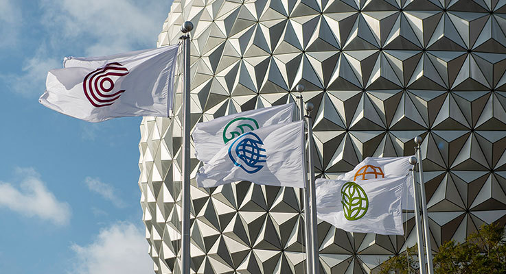 Epcot entrance flags