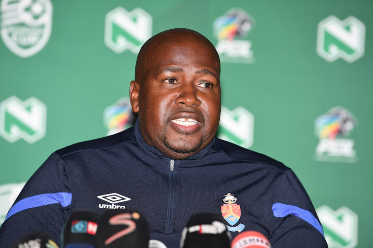 AmaTuks head coach Tlisane Motaung addresses the media in Johannesburg, April 10 2024. Picture: LEFTY SHIVAMBU/GALLO IMAGES