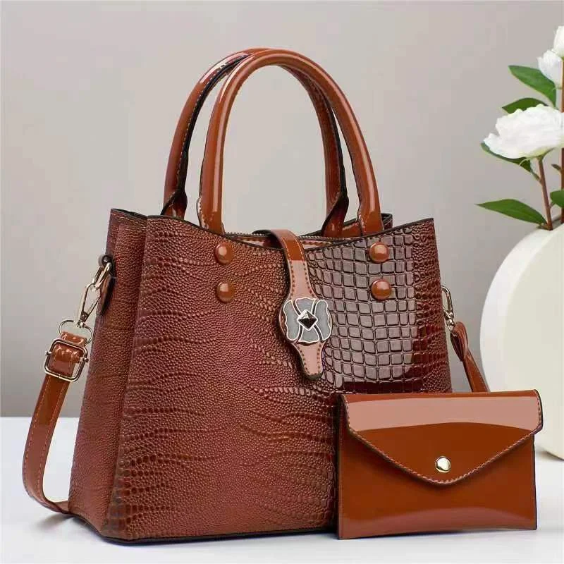 Sac Casual Femme Grand Capacité en Cuir Souple Motif Crocodile, Élégant et Pratique pour un Usage Quotidien, Confort et Style
