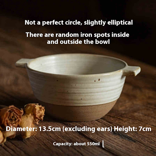 Title 4, Stoneware double-ear bowl Breakfast bowl Japane...