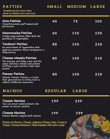 Chubby Cheese menu 