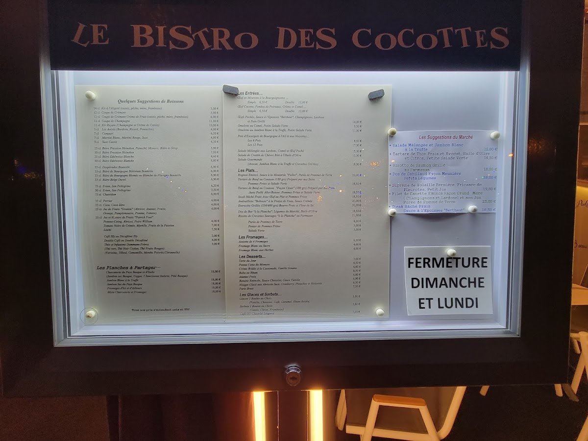 Le Bistro Des Cocottes gluten-free menu