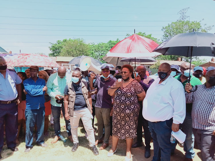 Msunduzi municipality officials address Jika Joe residents on Wednesday.