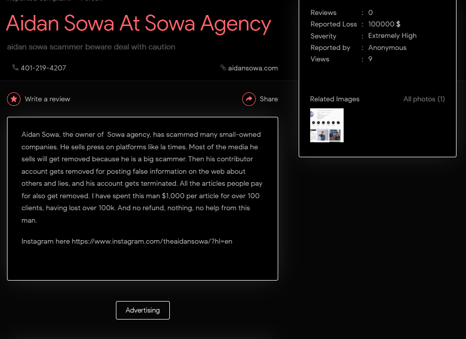 Aidan Sowa At Sowa Agency