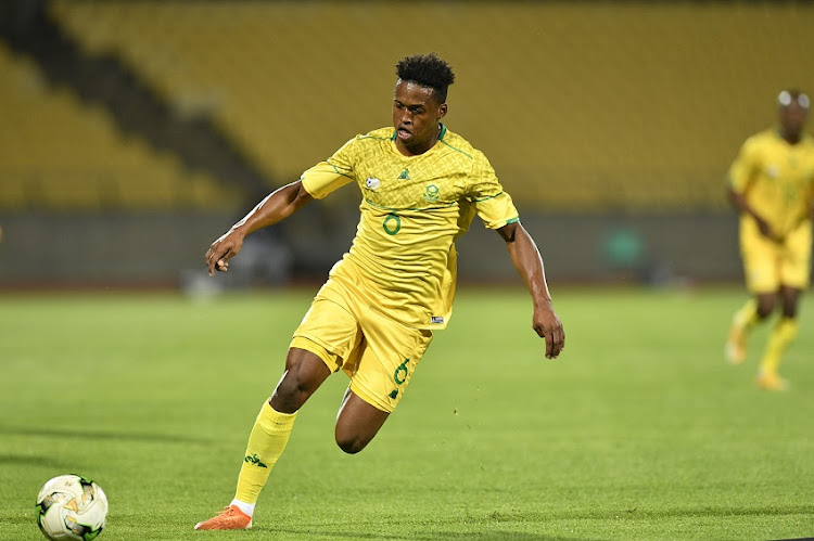 Luther Singh of South Africa during the International Friendly match between South Africa and Namibia at Royal Bafokeng Stadium on October 08, 2020 in Rustenburg, South Africa.Bafana Bafana returns to the field for the first time this year hosting neighbours Namibia post Covid 19 sport regulations in South Africa.