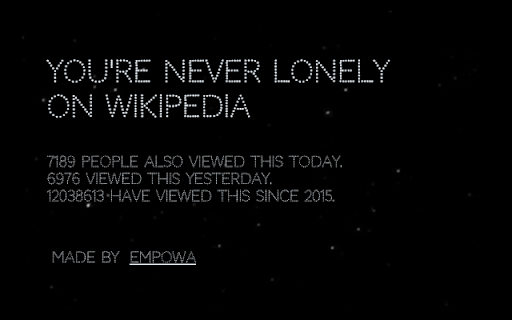 you're never lonely on wikipedia