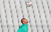 Rivaldo Coetzee of Mamelodi Sundowns warming up before the DStv Premiership match against Swallows FC at Dobsonville Stadium  in Johannesburg on May 29 2021.