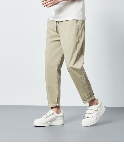 Title 5, Combed cotton casual pants with elastic waist a...