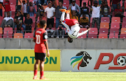 Etiosa Ighodaro of Chippa United celebrates his goal in the DStv Premiership match against Maritzburg United at Nelson Mandela Bay Stadium on January 29 2023. 