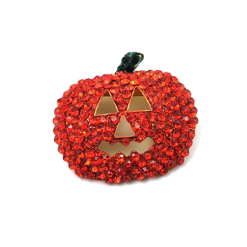 Broche de Abóbora de Natal Vermelha com Perfuração de Pontos Halloween, ideal para looks festivos e temáticos.