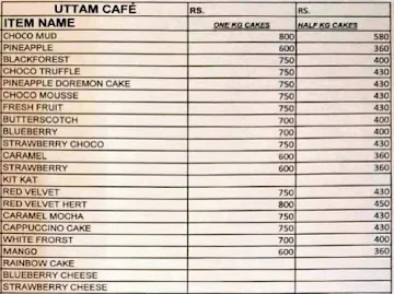 Uttam Sweets & Bakers menu 