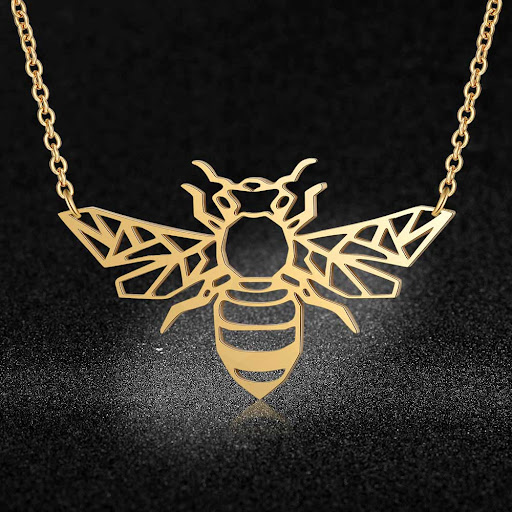 Title 1, Stainless Steel Bee Pendant Necklace
