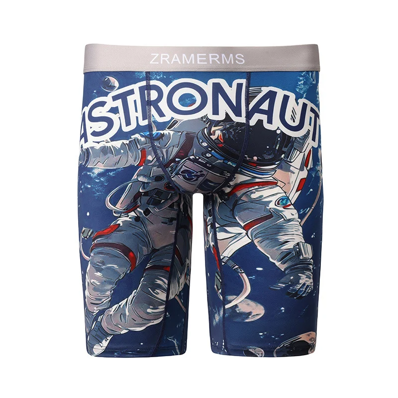 Stylish Men's Underwear Fish Print Quick-drying Comfortable Boxer Briefs for Men Modern Design Breathable Fabric for Eve