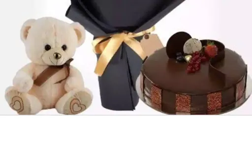 Chocolate Mousse Cake & 1 Teddy Bear [500 Gram]