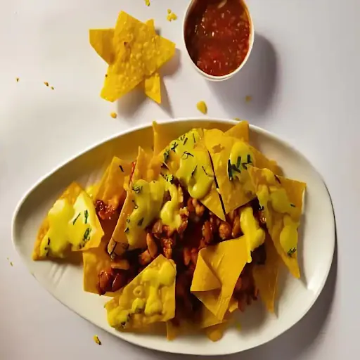 Nachos With Refried Beans & Chicken