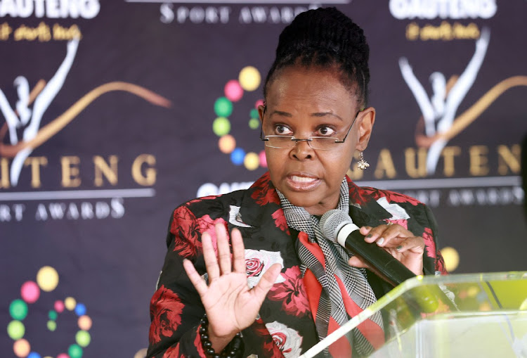 Gauteng MEC of sport, arts, culture and recreation Morakane Mosupyoe at the announcement of the Gauteng Sports Awards at Orlando Stadium.