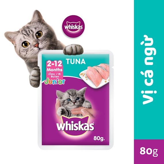 Thức Ăn Dạng Sốt Cho Mèo Con Whiskas Junior Vị Cá Ngừ, 80G