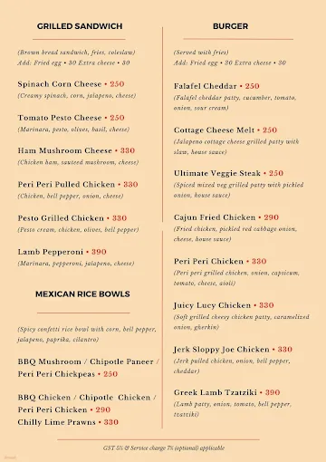 Pepper & Pesto menu 