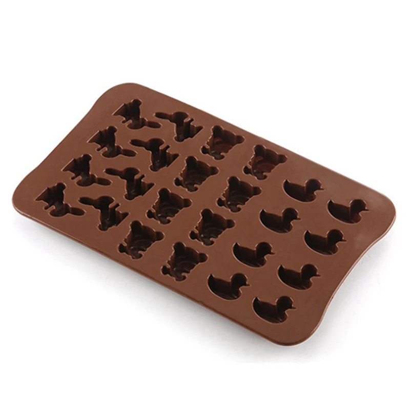Siliconen cakevorm 24 met kleine eend, konijn, beer en dieren chocoladevorm. Poreuze ijsbak. Paasvorm. Zelf bakken gemakkelijk.