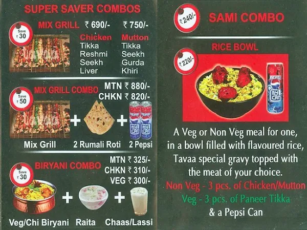 Tavaa menu 