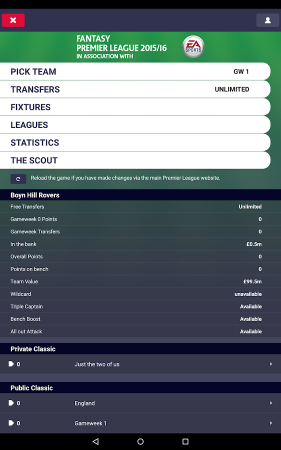   Fantasy Premier League 2015/16: captura de tela 