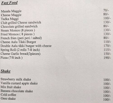 RCP Udaipur Gaming Zone N Cafe menu 