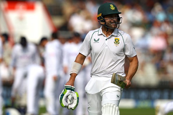 Proteas captain Dean Elgar was one of the wickets to fall during the first session on day three of the 2nd Test against England at Old Trafford on August 27, 2022 in Manchester, England.