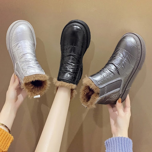 Title 8, Anti-slip platform one-step snow boots with vel...