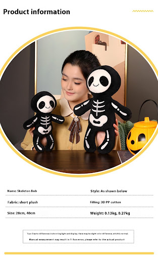 Title 10, Halloween Props Skull Pillow Plush Toy, soft an...