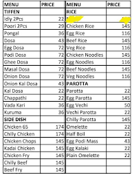 Hotel New Airway menu 1