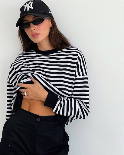 Title 6, Womens Simple Striped Long-sleeved T-shirt, a ...