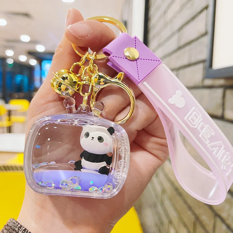 Acryl zwevende panda sleutelhanger voor poppen. Schattig en uniek, perfect voor sleutels, tassen en cadeaus.